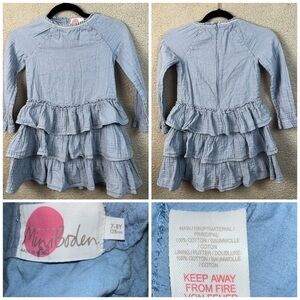 Mini Boden Tiered Seersucker Ruffle Polka Dot Girls Dress Size 7-8Y